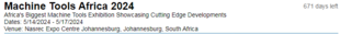 2024年南非约翰内斯堡金属加工焊接机床展览会